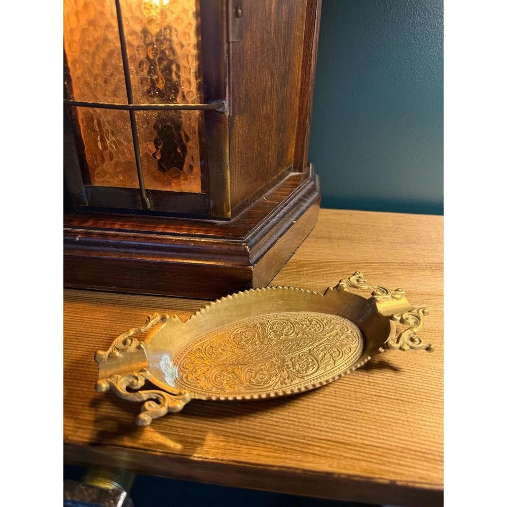 Antique Ornate Brass Ashtray: Victorian Vanity Catch-All Tray